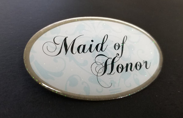 Aqua Maid of Honor Oval Pin