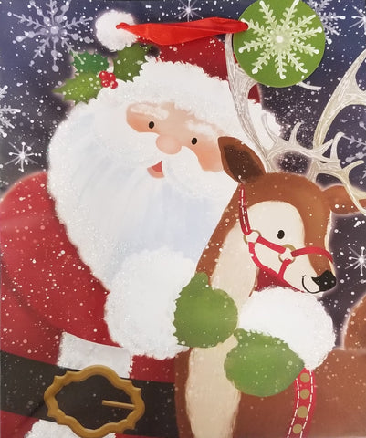Large Christmas Gift Bag - Santa and Reindeer