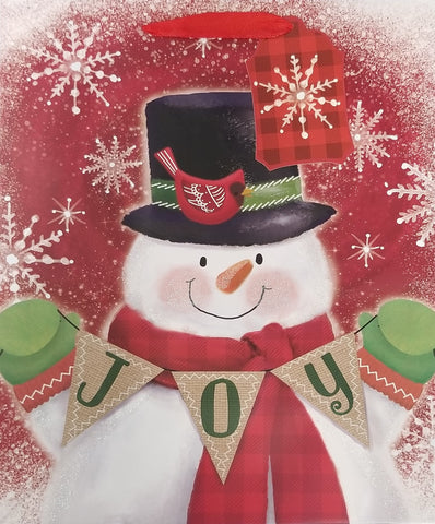 Large Christmas Gift Bag - Glitter Snowman Joy