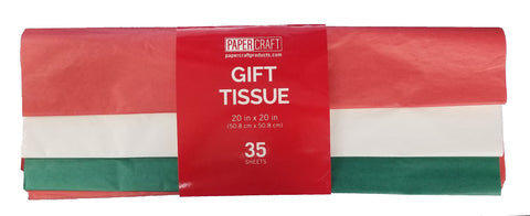 Value Pack Gift Tissue - Red, White & Green Solids - 35 Sheets