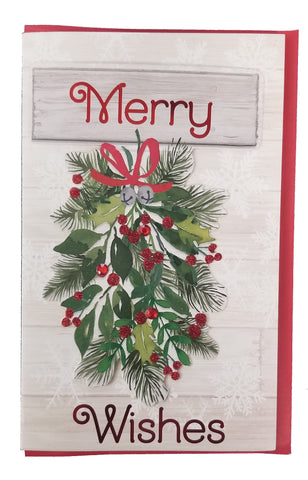 Handmade Christmas Greeting Card - Merry Wishes