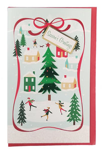 Handmade Christmas Greeting Card - Season's Greetings Snowy Town