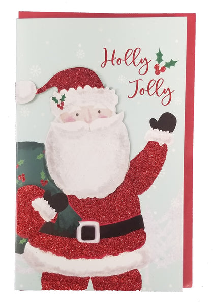 Handmade Christmas Greeting Card - Holly Jolly Santa