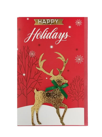 Handmade Christmas Greeting Card - Happy Holidays Reindeer
