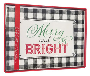 Merry and Bright Buffalo Plaid -  Premium Boxed Holiday Cards - 18ct.