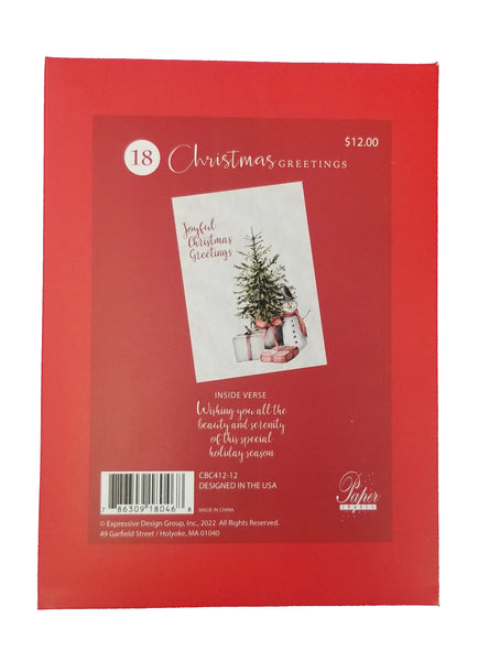 Joyful Christmas Greetings -  Boxed Holiday Cards - 18ct.