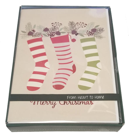 Christmas Stockings - Premium Boxed Holiday Cards - 16ct.