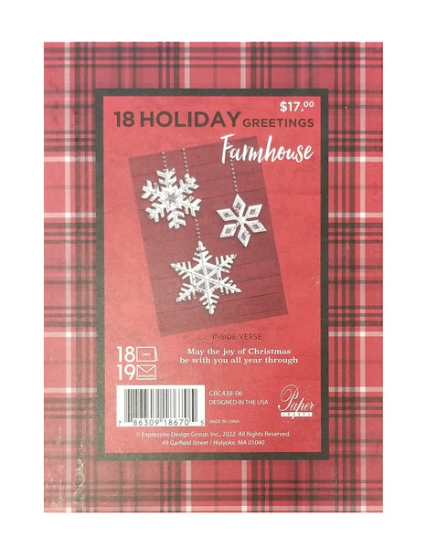 Red Barn Snowflakes - Premium Boxed Holiday Cards - 18ct.