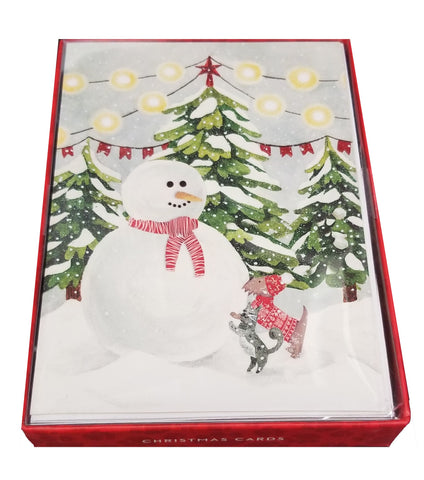 Building a Snowman - Premium Boxed Holiday Cards - 18ct.