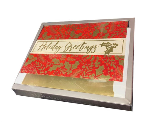 Gold Brocade Holiday Greetings - Luxury Boxed Holiday Cards - 18ct.