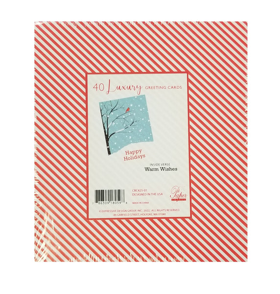 Winter Cardinal - Luxury Value Pack Holiday Cards - 40ct