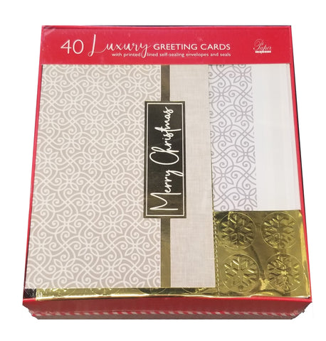 Linen Christmas - Luxury Value Pack Holiday Cards - 40ct