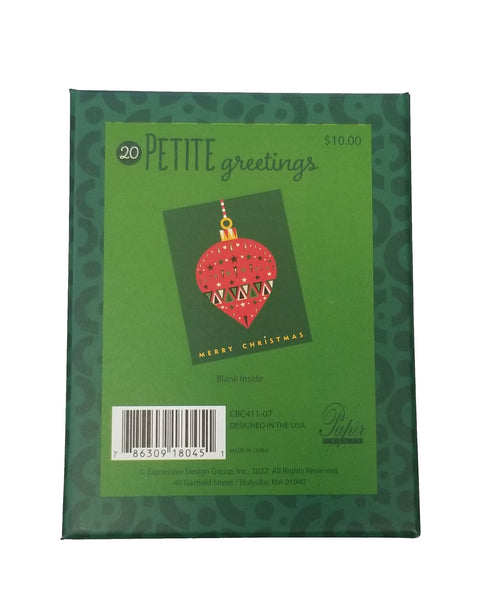Christmas Ornament - Petite Boxed Christmas Cards - Blank Inside - 20ct