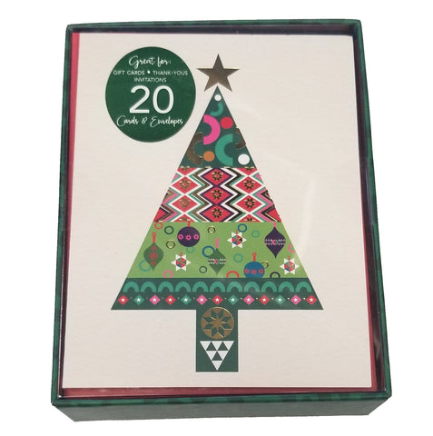 Ornate Tree - Petite Boxed Christmas Cards - Blank Inside - 20ct