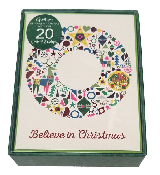 Believe in Christmas - Petite Boxed Christmas Cards - Blank Inside - 20ct