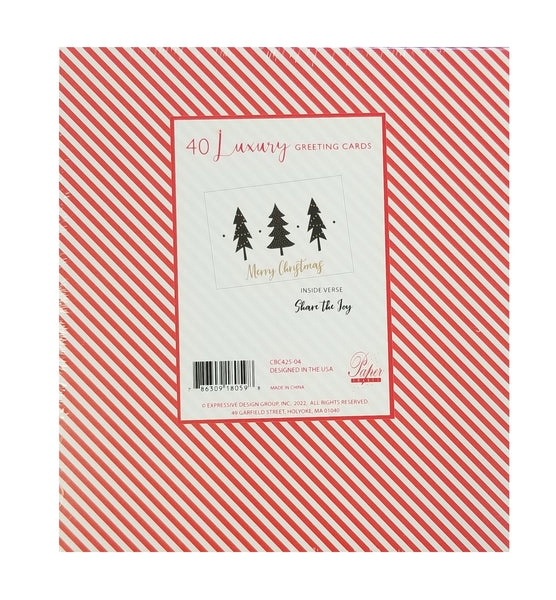 Golden Merry Christmas - Luxury Value Pack Holiday Cards - 40ct