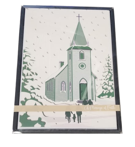 Going to Church - Religious Luxury Boxed Christmas Cards -  20ct