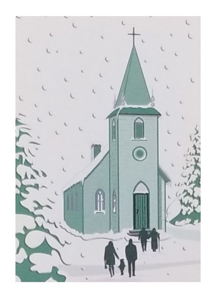 Going to Church - Religious Luxury Boxed Christmas Cards -  20ct