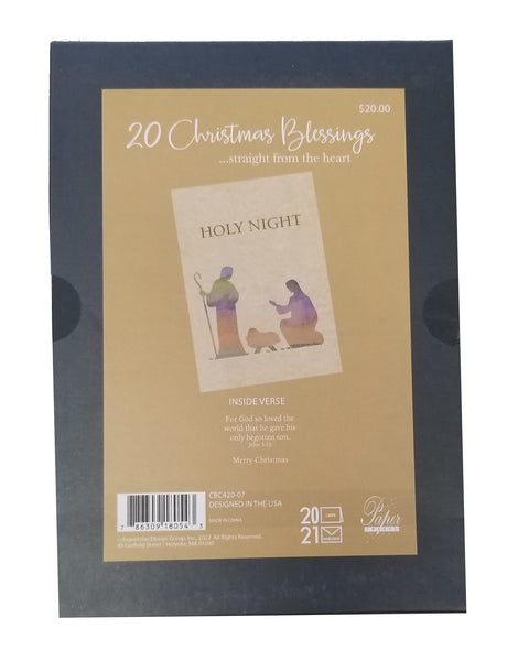 Holy Night - Religious Luxury Boxed Christmas Cards -  20ct