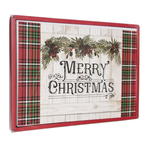 Merry Christmas Plaid - Country Christmas Boxed Card Set -  20ct