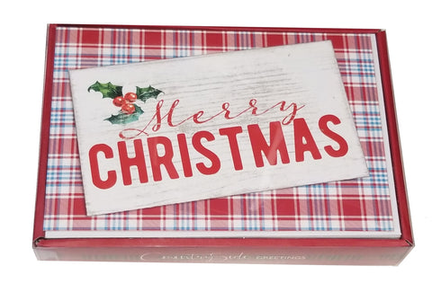 Plaid Merry Christmas - Country Christmas Boxed Card Set -  20ct