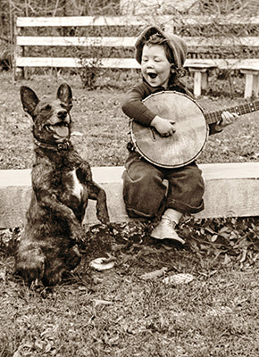Thank You Greeting Card - Kid with Banjo and Dog