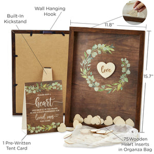 Rustic Garden Guest Book Alternative Set with 75 Wood Hearts