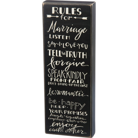 Box Sign - Rules For Marriage