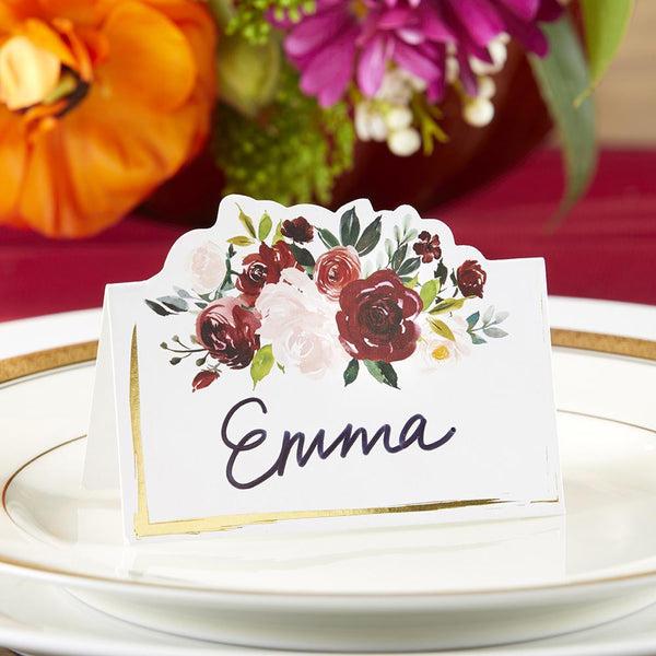 Set of 50 - Burgundy & Blush Place Cards