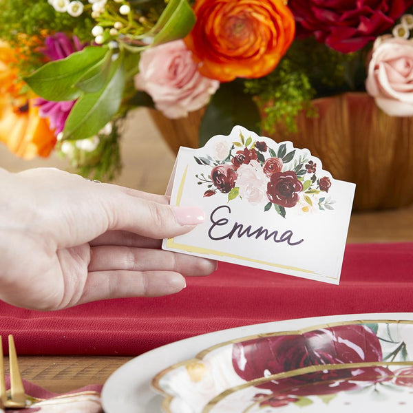 Set of 50 - Burgundy & Blush Place Cards