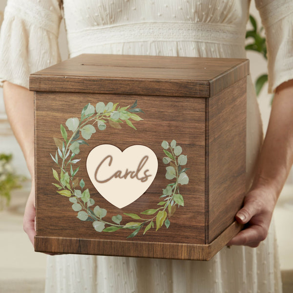 Rustic Brown Wood - Collapsible Card Box