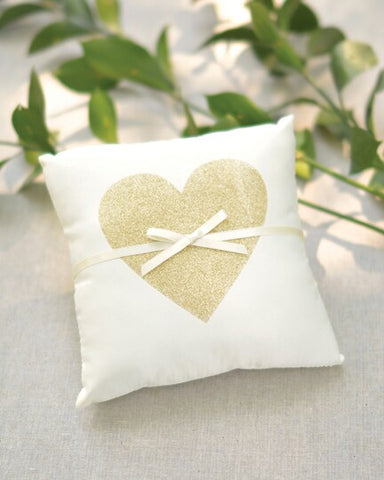 Glitter Heart Ring Bearer Pillow