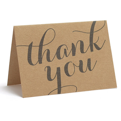 Thank You Cards Script on Kraft - 15 pack