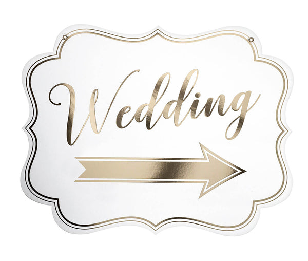 White and Gold Arrow Wedding Sign