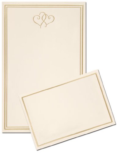 Gold Heart Wedding Invitation and Response Card Kit - 50 Count