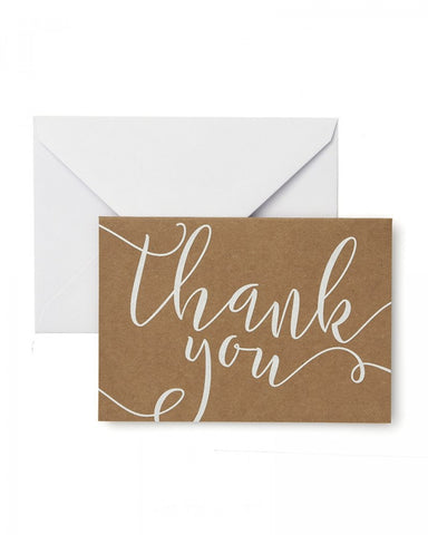 Value Pack Thank You Cards - 40 count - White Script on Kraft