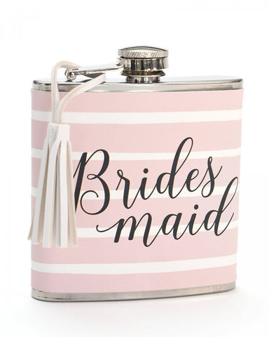 Pink & White Bridesmaids Flask