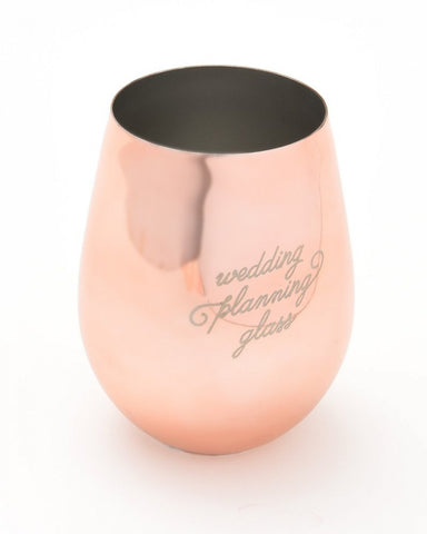 Rose Gold Wedding Planning Stemless Wine Glass