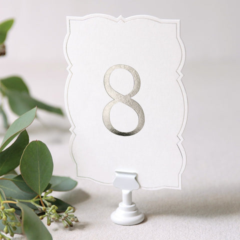 Ornate Silver Foil Table Numbers 1-25