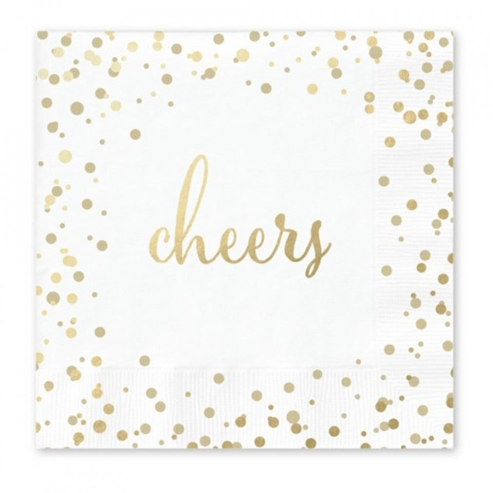 Gold Foil Dots "Cheers" Napkins - 30 count