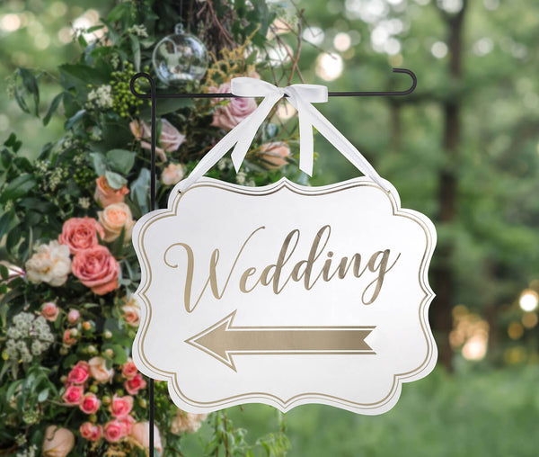 White and Gold Arrow Wedding Sign