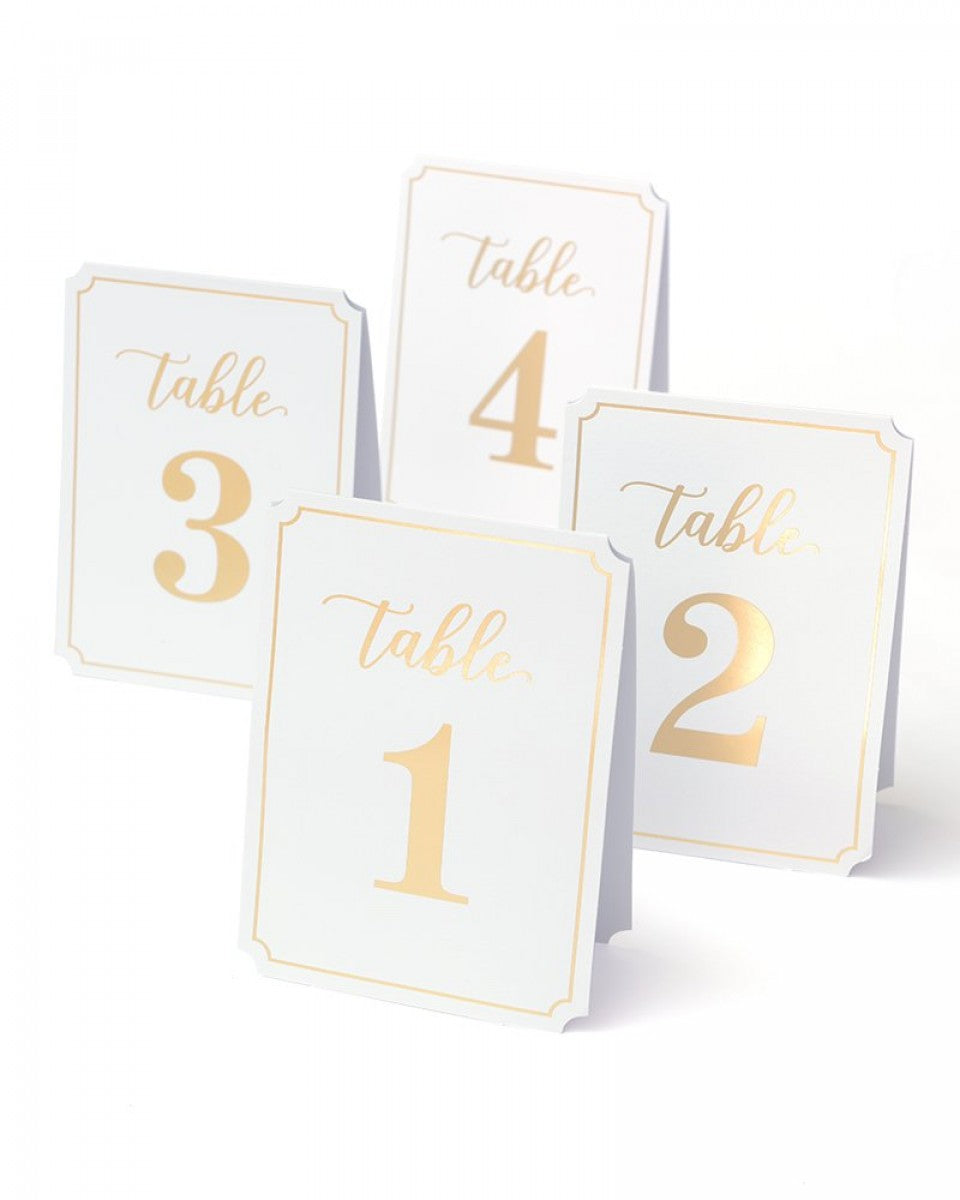 Gold Foil Table Number Tents - Tables 1-25
