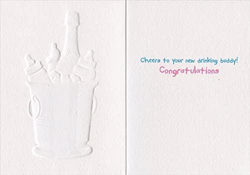New Baby Greeting Card - Baby Bottles and Champagne