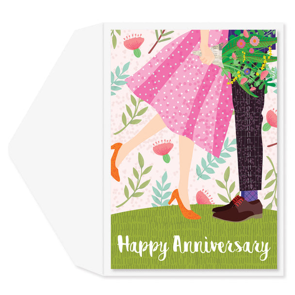 Anniversary Greeting Card  - Bouquet Couple