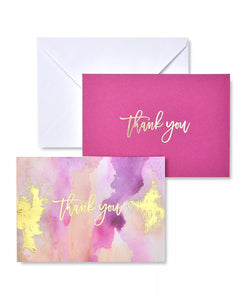 Value Pack Watercolor Wash and Gold Foil Thank You Cards - 50 ct.