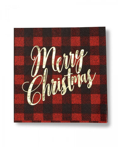 Red Plaid & Gold Foil Holiday Napkins - 40 count