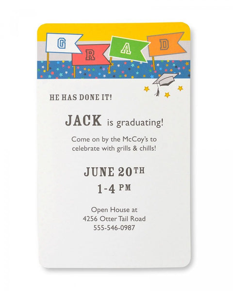 Grad Pennants Graduation Party Invitations - 10 count