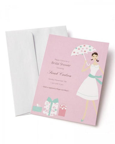 Gifts & Umbrella Bridal Shower Invitations - 10 pack