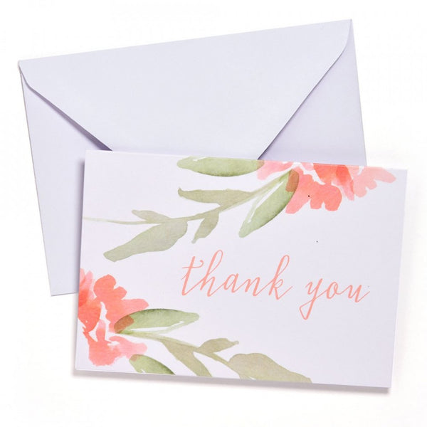 Value Pack Thank You Cards - 50 count - Peach Watercolor Floral