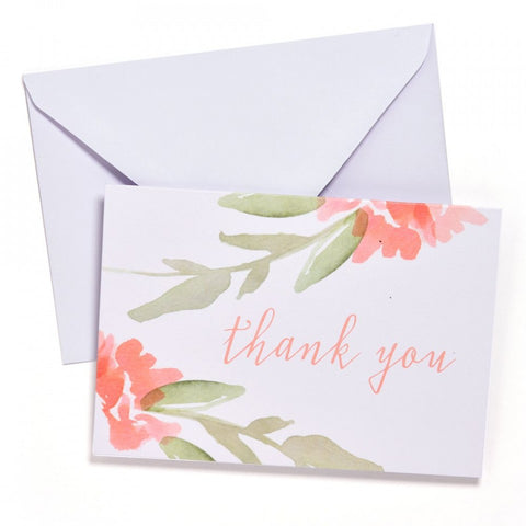 Value Pack Thank You Cards - 50 count - Peach Watercolor Floral
